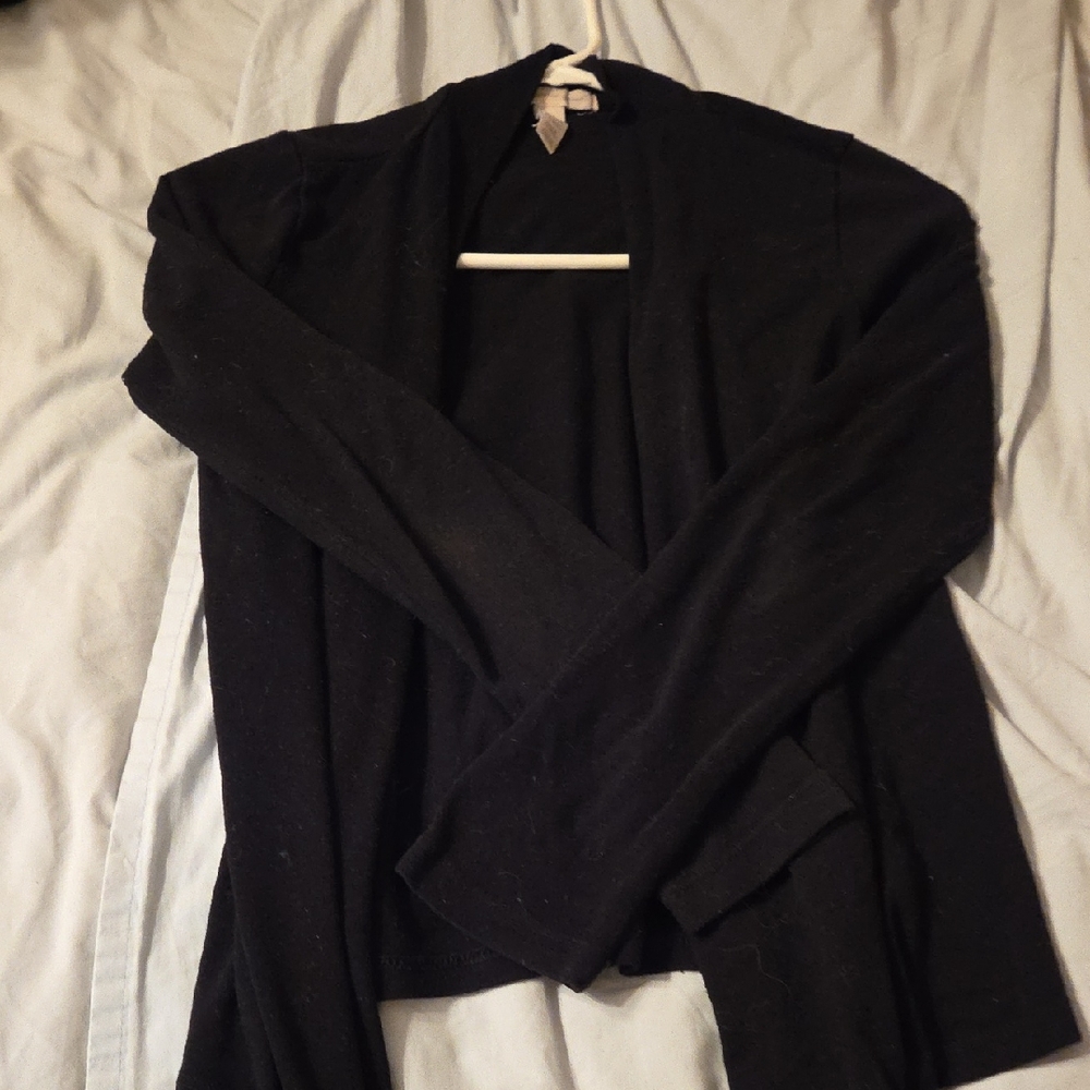 Black Open Front Cardigan